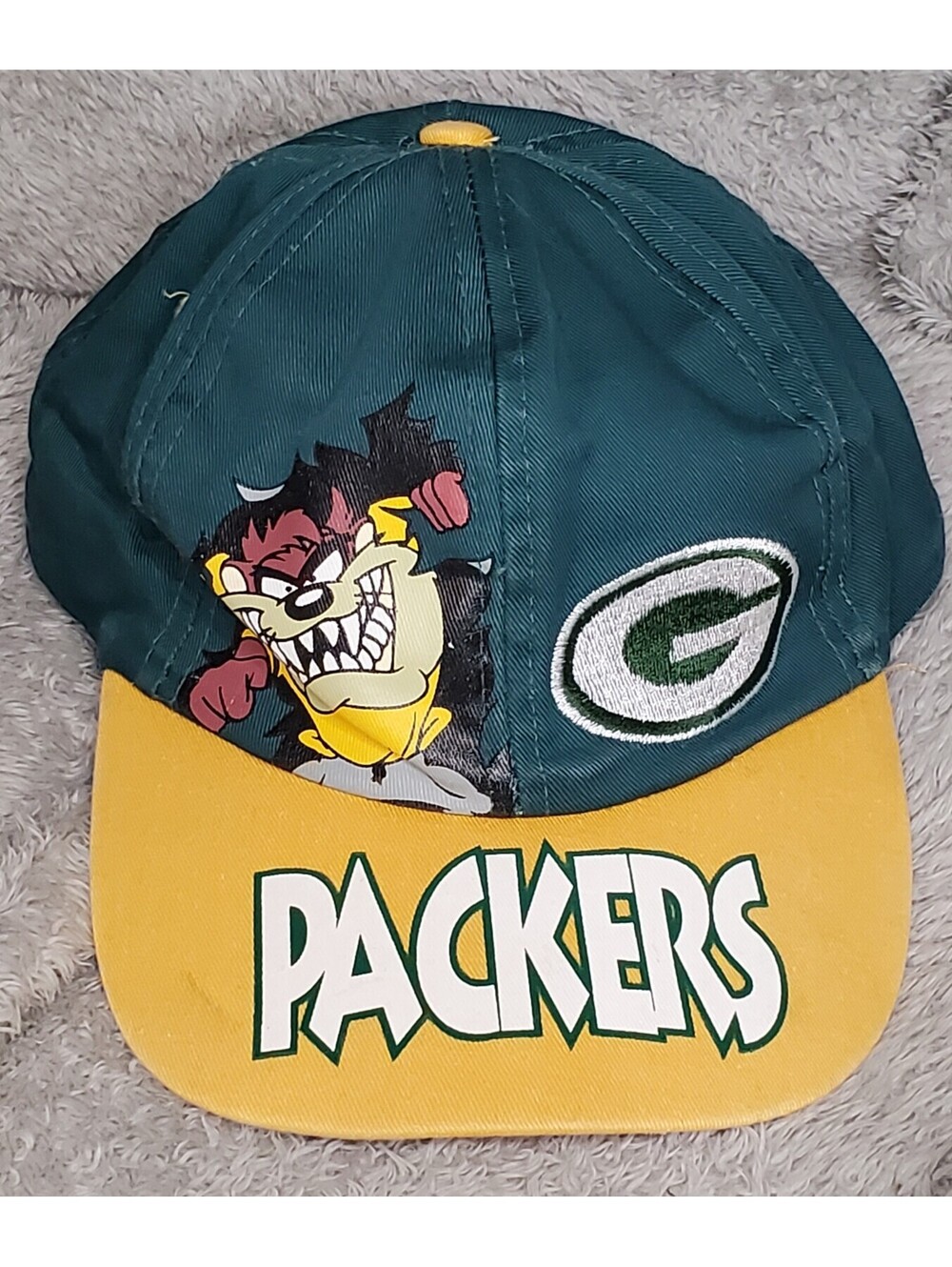Vintage 1994 Green Bay Packers Taz Looney Tunes Youth Snapback Hat NFL